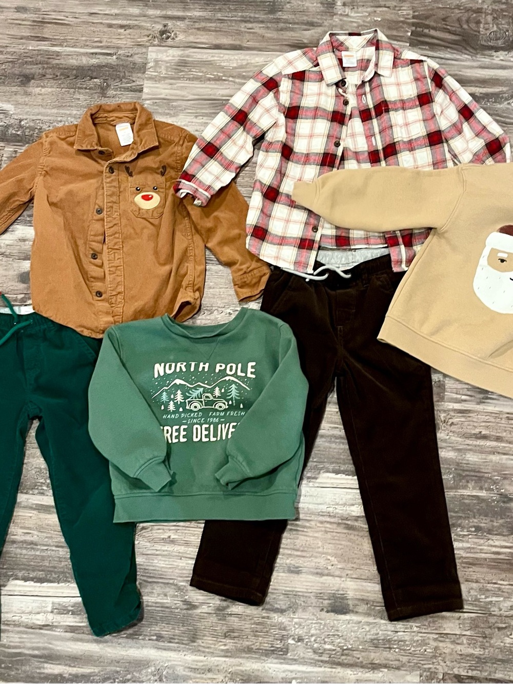 Gymboree Corduroy pants with coordinated Holiday Tops